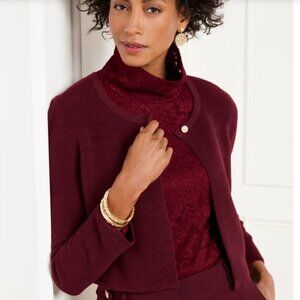 NEW Talbots Crystal Button Shrug Cardigan, Burgundy